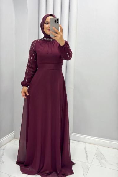 Elbise Abiye Sedef Bordo