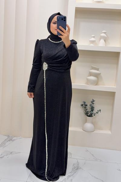 Elbise Abiye Güneş Siyah