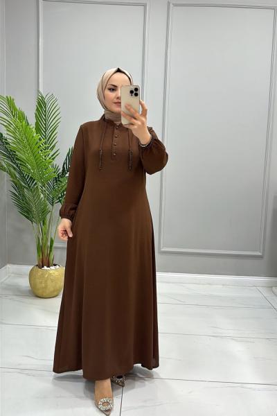 Elbise Ayrobin Gülşen Kahverengi
