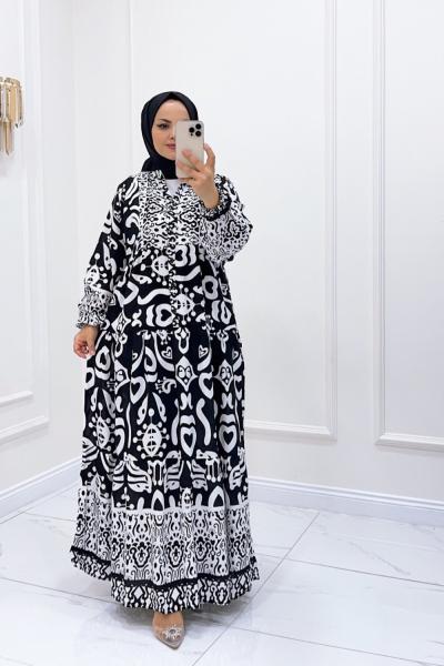 Elbise Bodrum Siyah Beyaz