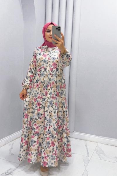 Elbise Fulya Pembe Gri