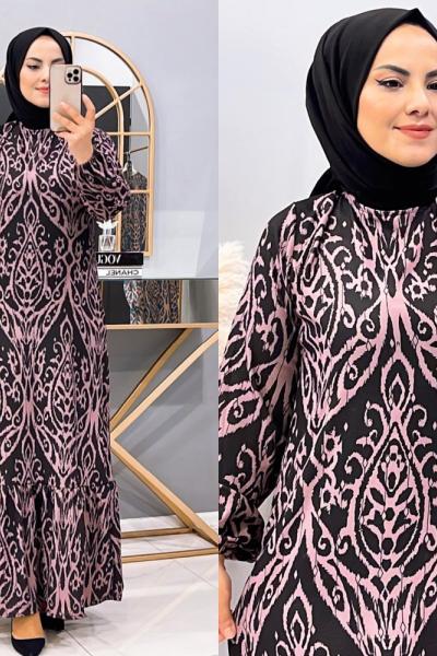 Elbise Hürrem Siyah Pembe