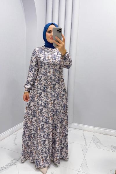 Elbise ipek ilayda Beyaz Mavi