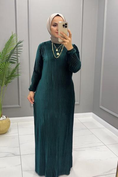 Elbise Kadife Suzan Yeşil