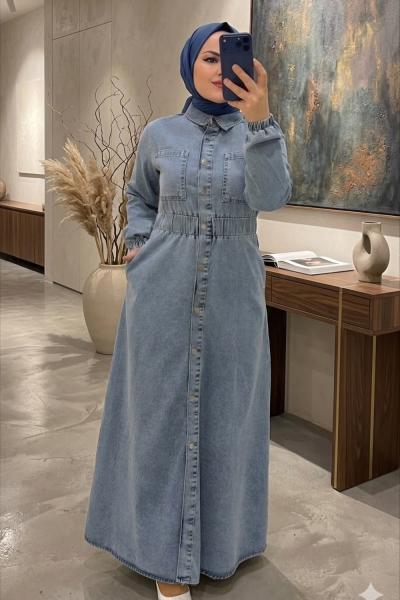 Elbise Kot Gamze Mavi