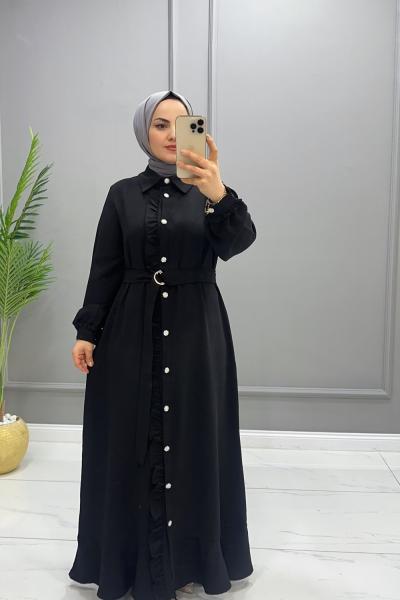 Elbise Kum Krep Gülay Siyah