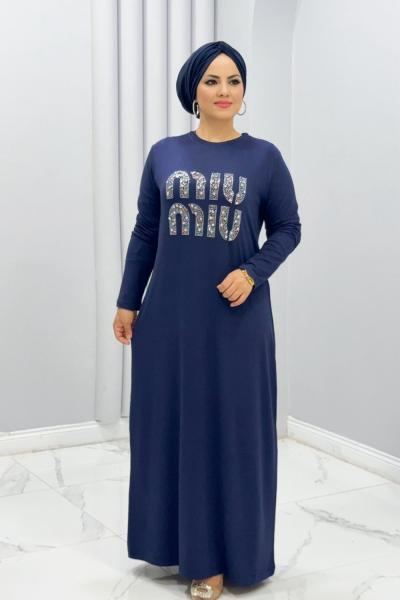 Elbise Miu Lacivert