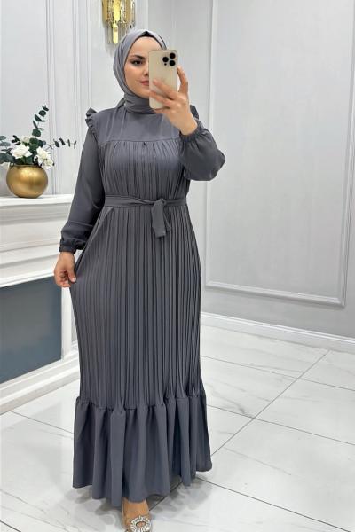 Elbise Piliseli Maide Gri