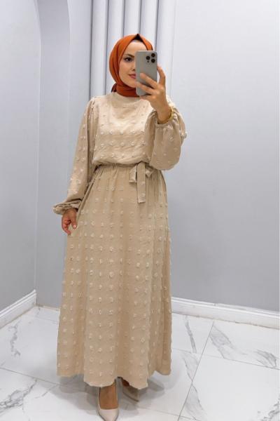 ELBİSE PONPON GüLÇİN Krem