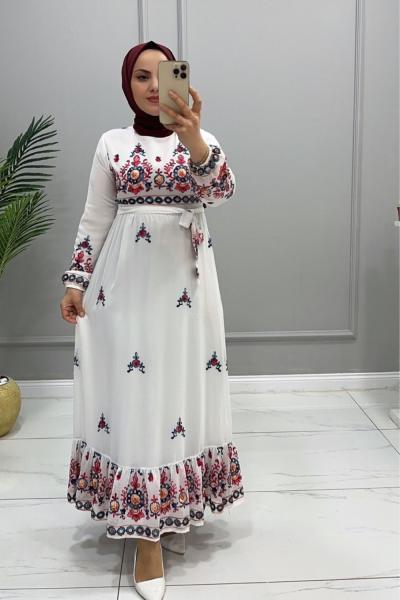 Elbise Şifon Gözde Beyaz