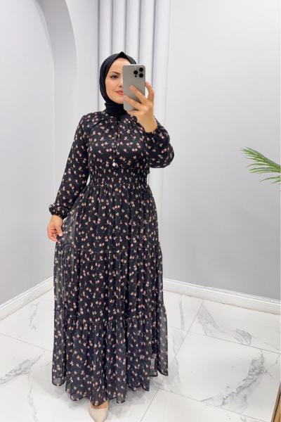 Elbise Şifon Zeynep Siyah