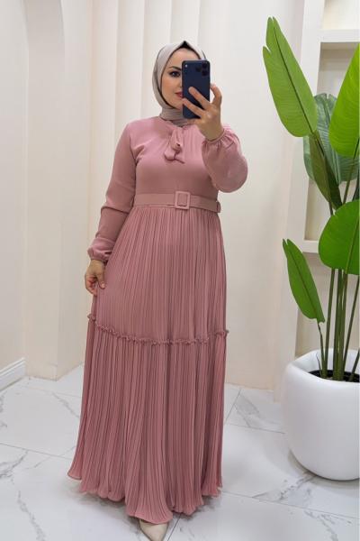 Elbise şifon Esmira Pembe