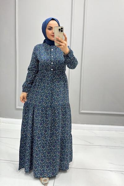 Elbise Viskon Buçe Mint Mavi