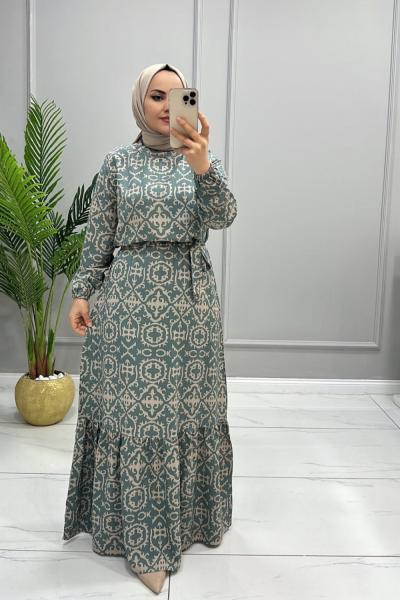 Elbise Viskon Feride Mint Yeşili