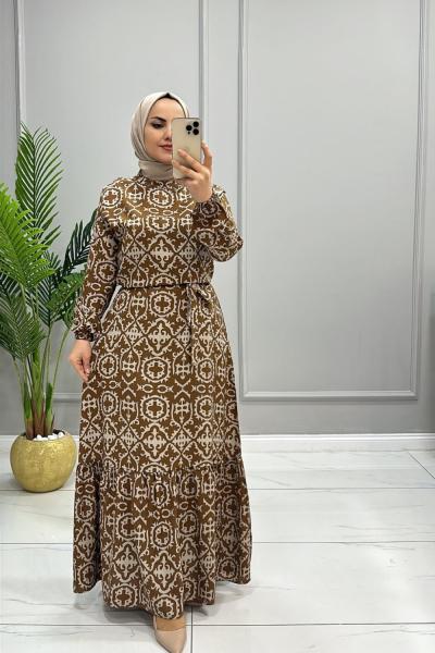 Elbise Viskon Feride Kahverengi