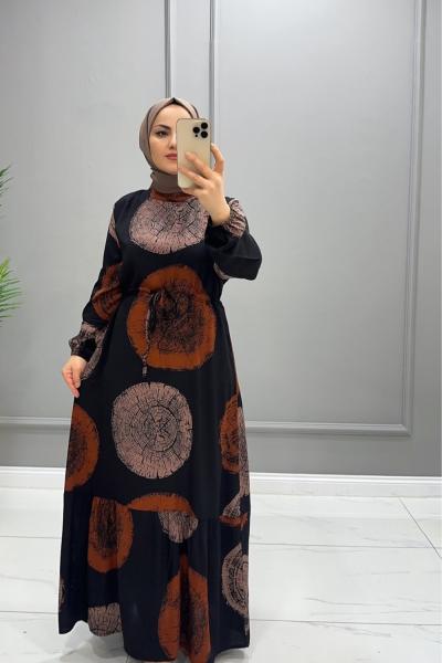 Elbise Viskon Lara Turuncu