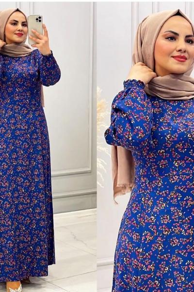Elbise Viskon Begonya Mavi