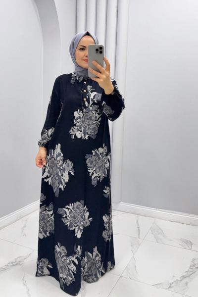 Elbise viskon Dilber Gri