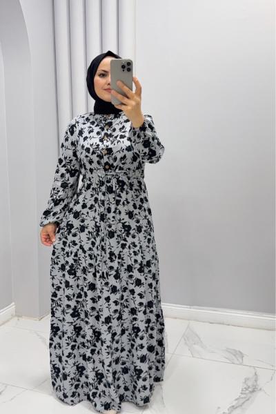 Elbise Viskon Nilda Gri