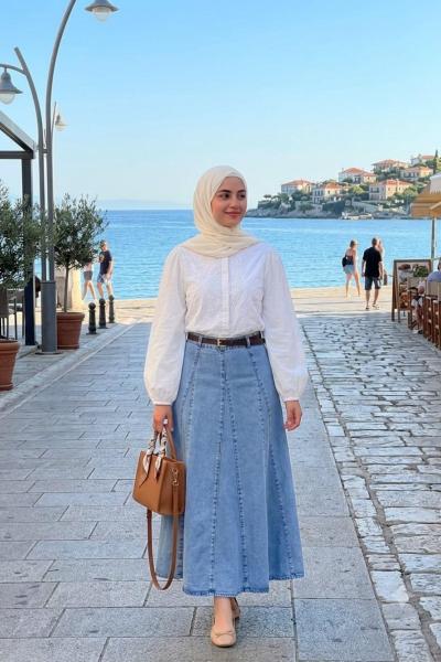 Etek Kot Seren Açık Mavi
