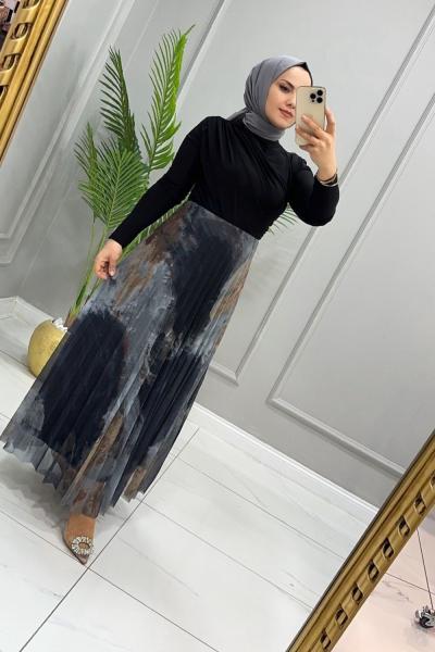 Etek Şifon Niran Gri