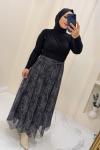 Etek şifon Afet Siyah