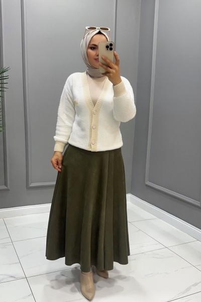 Etek Süet Elif Haki