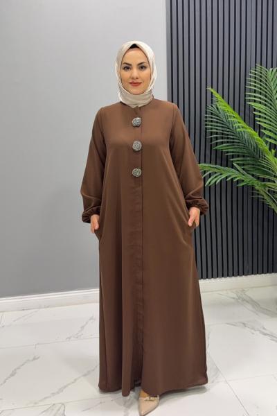 Ferace Taşlı Nazlı Kahverengi