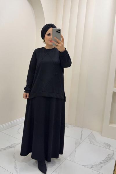 GÜLAY  ETEKLİ  TAKIM Siyah