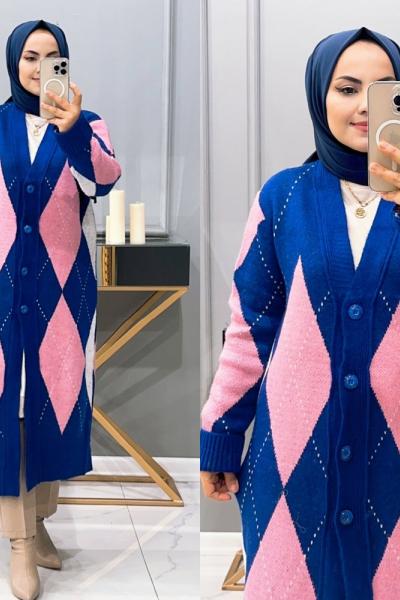 Hırka Baklava Mavi Pembe