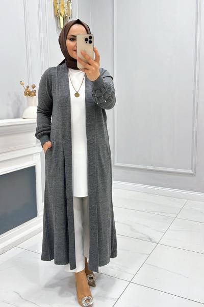 Hırka  Triko inci Füme