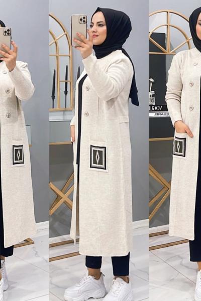 Hırka Triko kilim Krem