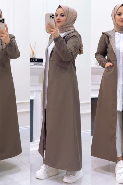 Kap Bondik Çizgili Bade Ekru Vizon