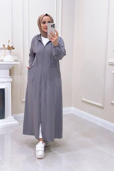 Kap Kolu Düğmeli İfakat Gri