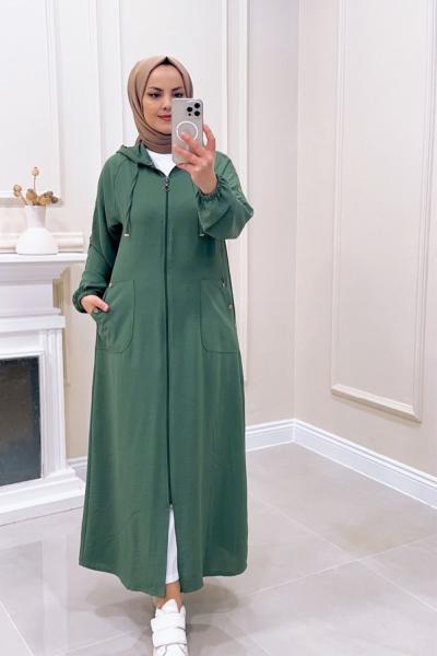 Kap Kolu Düğmeli İfakat Mint Yeşili