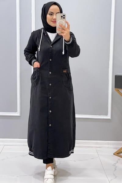 Kap Kot Ribanalı Eftelya Siyah