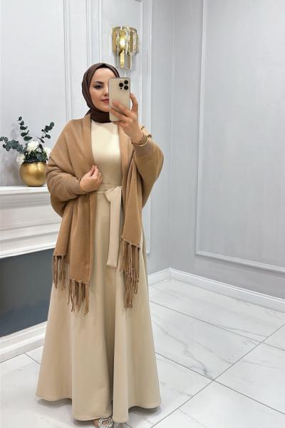 Şal triko Dolunay Kahverengi