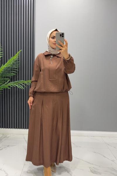 Takım etekli Sema Kahverengi