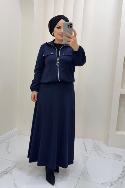 Takım etekli Elif Lacivert