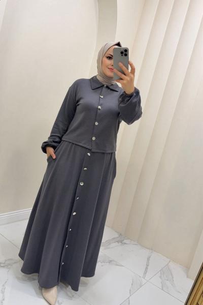 Takım etekli Reyhan  Gri