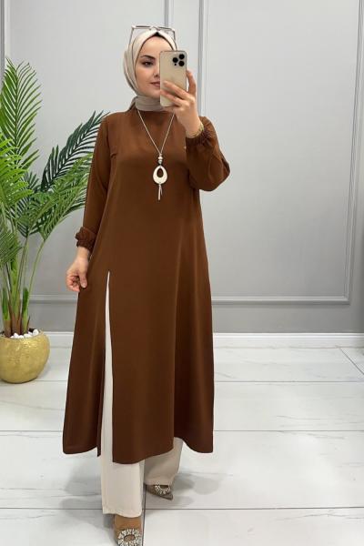 Takım İkili Kum Krep Selvim Kahverengi