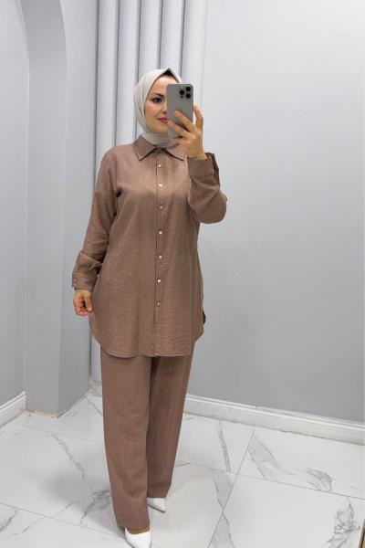 Takım İkili taşlı pırıltı Vizon