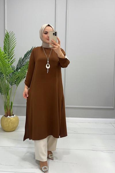 Takım Kum Krep İkili Hicran Kahverengi