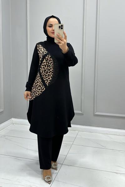 Takım Leoparlı Ecrin Kahverengi Bej