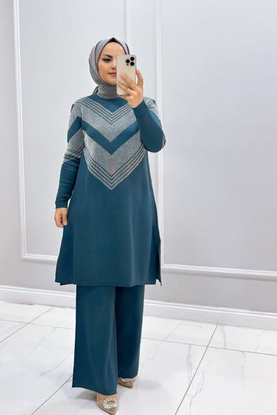 Takım Triko Jasmin Petrol Mavisi