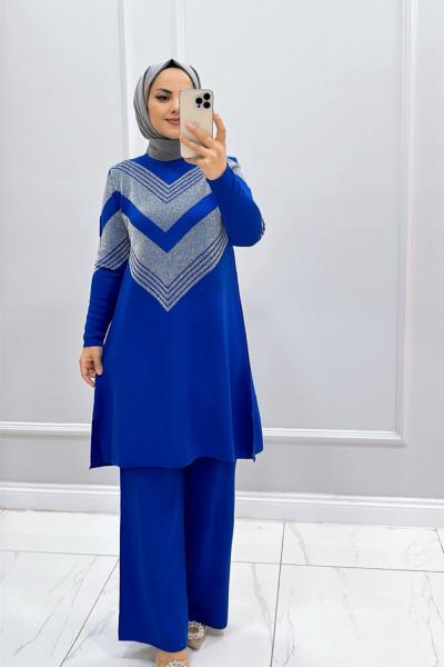 Takım Triko Jasmin Saks Mavisi