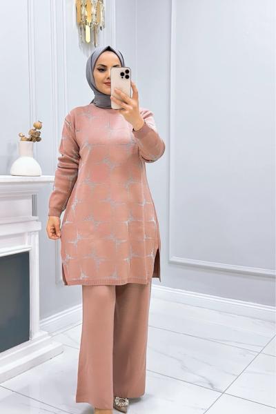 Takım Triko Loren Pembe