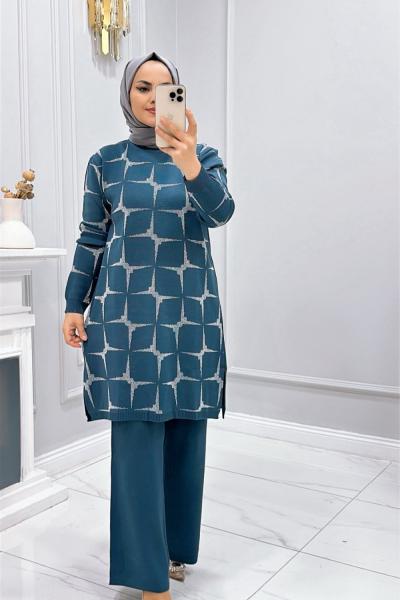 Takım Triko Loren Petrol Mavisi