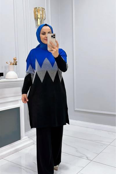 Takım Triko Asya Saks Mavisi