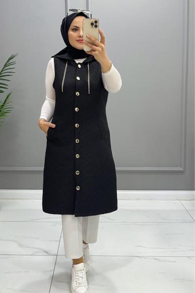 Yelek Kapitone Bahar Siyah